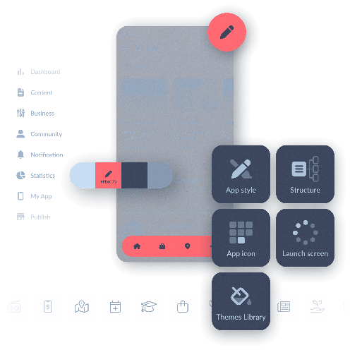 Illustration montrant les différents éléments du dashboard GoodBarber