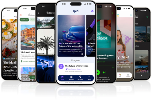 Display of GoodBarber mobile applications with on-screen multimedia content