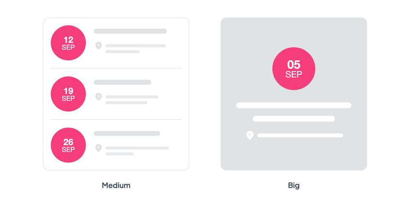 Medium in a list, Big in a headline cell