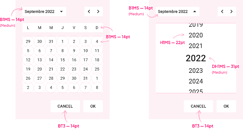Mobile font size of the calendar