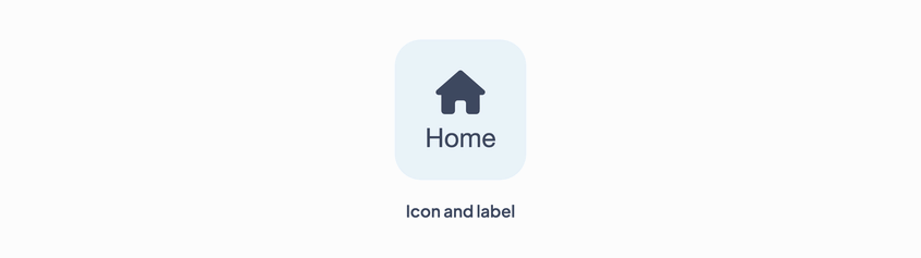 Icon and label, icon alone, label alone