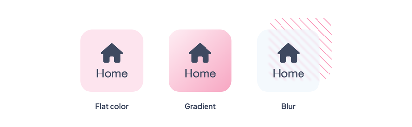 Flat color, gradient and blur on the surface