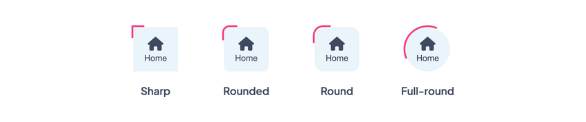 The corner styles applied to the surface of the Item
