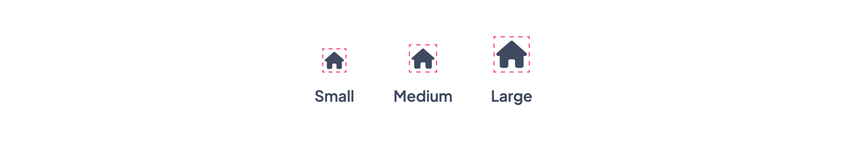 The three sizes of the Item Icon
