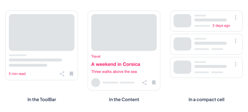 In the ToolBar, the Content and a compact cell