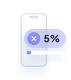 Illustration: smartphone och 5%-badge på den låga avslagsfrekvensen för iOS-uppdateringar.