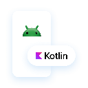 Logotipos de la marca Android y del lenguaje Kotlin