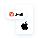 Logo's van het Apple-merk en de Swift-taal