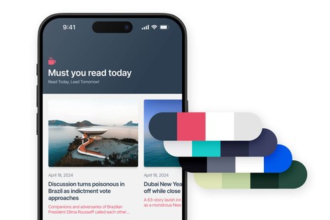 Mobile app preview showcasing multiple AI-generated color palettes for seamless design personalization.
