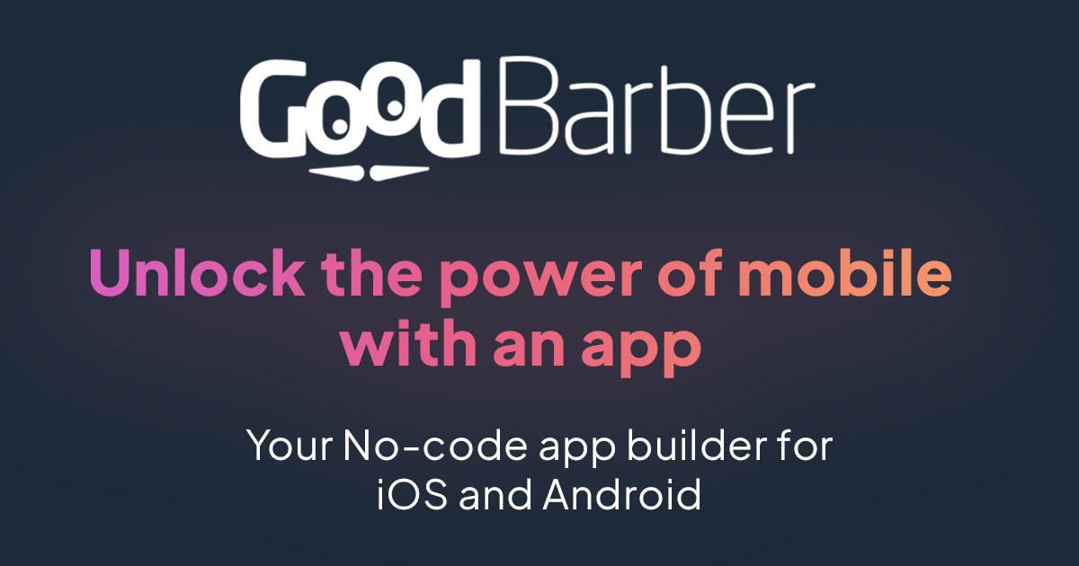 GoodBarber official product website preview for building a social or community app