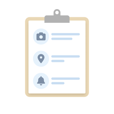 List of main application permissions: camera, location and notifications.
