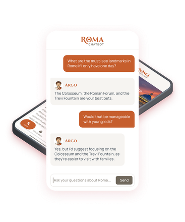 Exemple de conversation avec des réponses spécifiquement construites à partir du contenu de l’app