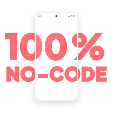 Illustration, um zu erklären, dass GoodBarber ein No-Code-Tool zum Erstellen von nativen iOS- und Android-Apps ist.